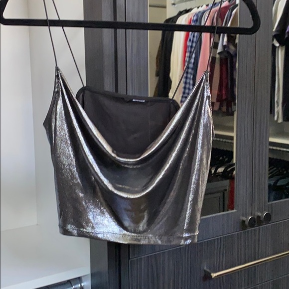 H&M Tops - Slinky chrome crop top